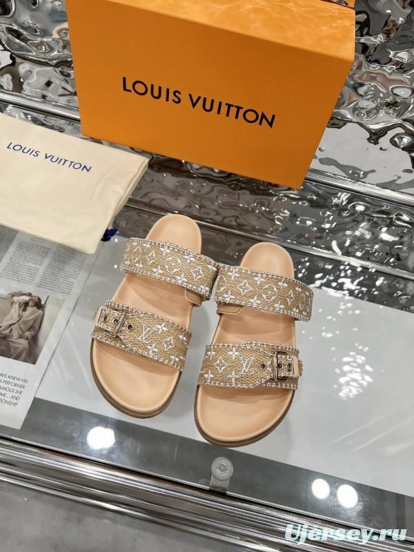 Louis Vuitton 2025 Spring/Summer New Slippers with Embroidered Design and 4cm Platform - LY00250