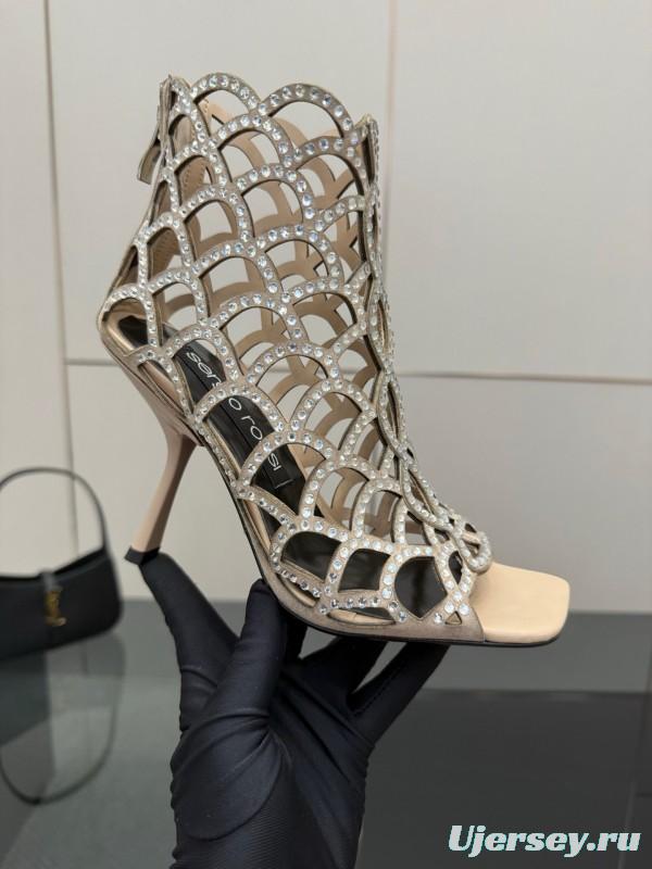 Sergio Rossi Mermaid Sandals 2025/SS Collection with Fishnet Design - KFY00470