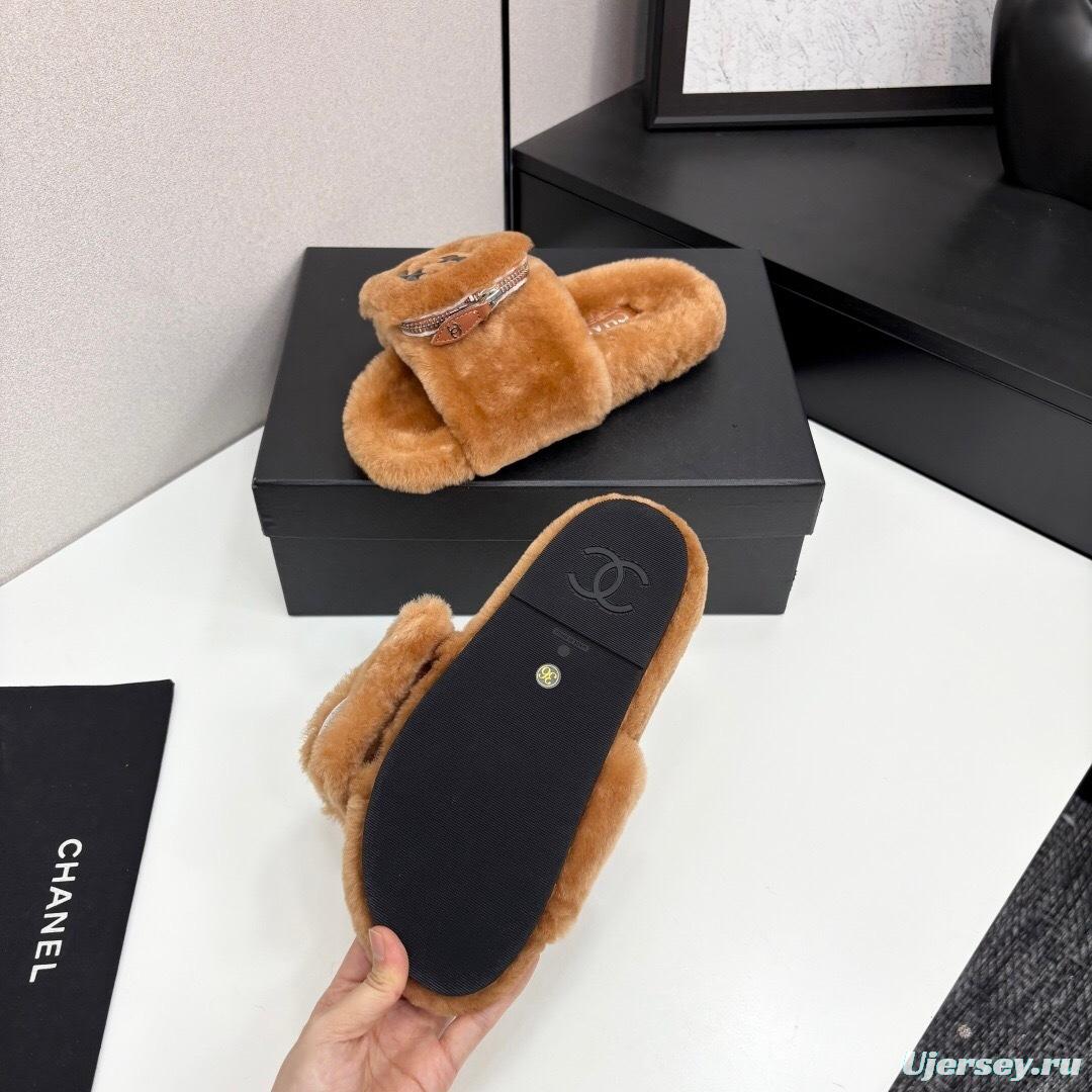 Chanel 2025 SS Latest Color Fur Slippers - LY00270