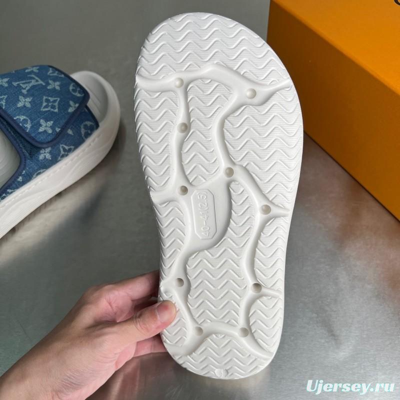 Louis Vuitton Miami Mule Slip-On Sandals with Hook-and-Loop Fastener - YC