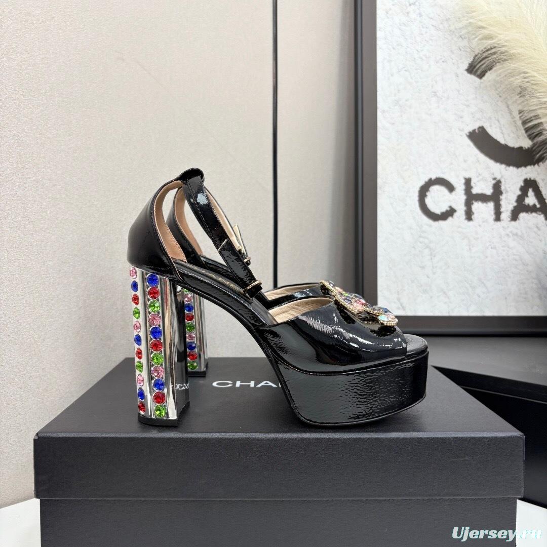 Adidas 2025/SS Glam Rock Chunky Heel Square Toe Platform Back Strap Sandals - KFY00350