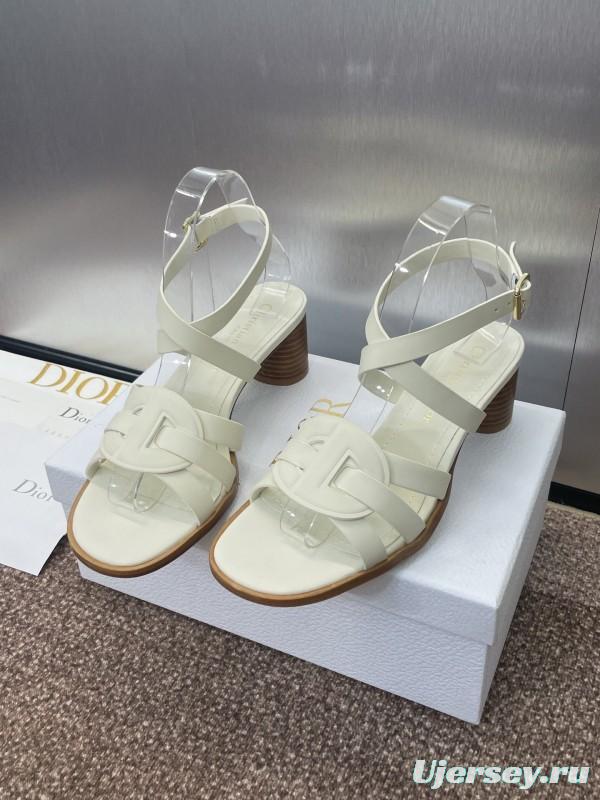 Dior D-Club Jelly Color Hollow Layered Cross Strap Mid Heel Women Shoes - KFY00290