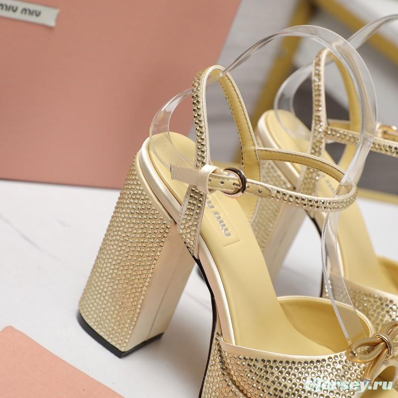 MIUMIU Bling Bling Swarovski Crystal Sandals with 11.5cm Heel - KFY00340