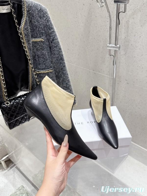 THEROW 2025SS French Retro Simple Style Mesh Kitten Heel Sandals - KFY00320