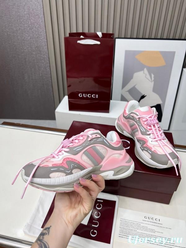Gucci 2025 SS Collection 2.0 Sneakers with Retro-Futuristic Design and Reflective Stripes - LY00460