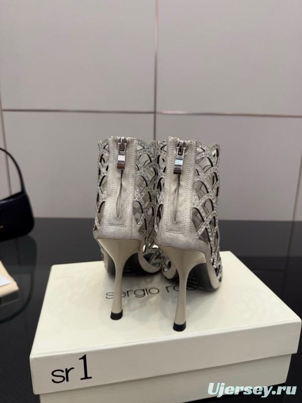 Sergio Rossi Mermaid Sandals 2025 SS Collection Elegant Fishnet High Heels - KFY00470