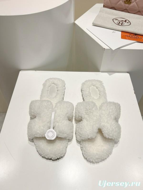 Hermès Teddy Wool Flat Slippers - LY00240