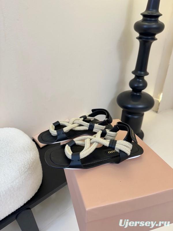 Miu 2025/SS Fashion Week Rope Woven Sandals - KFY00330