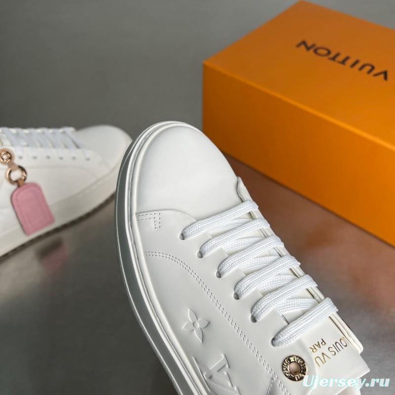 Louis Vuitton Takashi Murakami Time Out Cherry Blossom Leather Flat Low-Top Sneakers - YC
