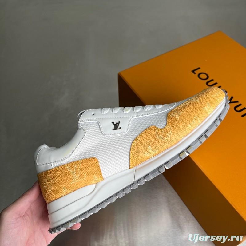 Lv Run Away Calfskin Leather Round Toe Lace-Up Low Top Casual Shoes Men's - YC