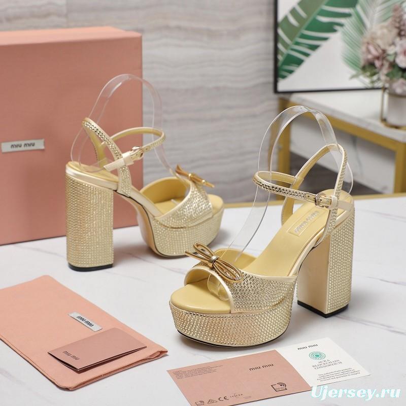 MIUMIU Bling Bling Swarovski Crystal Sandals with 11.5cm Heel - KFY00340