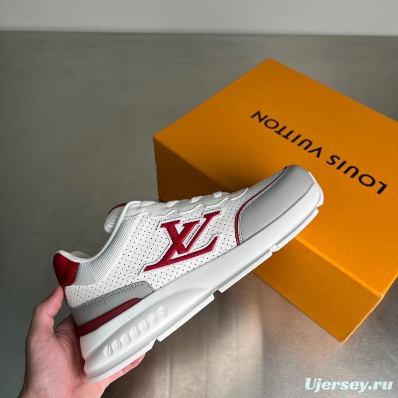 Lv Classic Leather Round Toe Lace-Up Low Top Casual Shoes for Men - YC