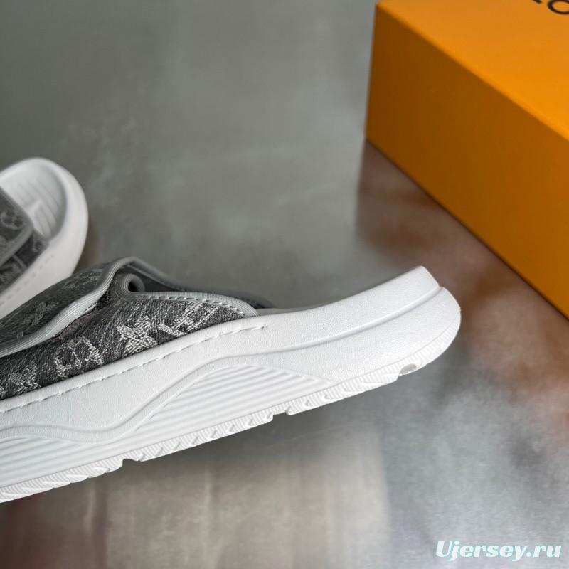 Louis Vuitton Miami Mule Slippers with Hook and Loop Fastener - YC