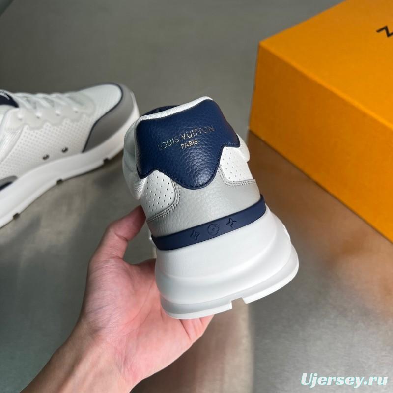 Lv Classic Leather Round Toe Lace-Up Low Top Casual Shoes - YC