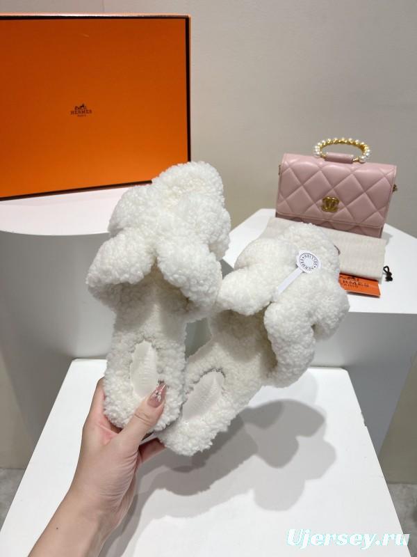 Hermès Teddy Wool Flat Slippers - LY00240