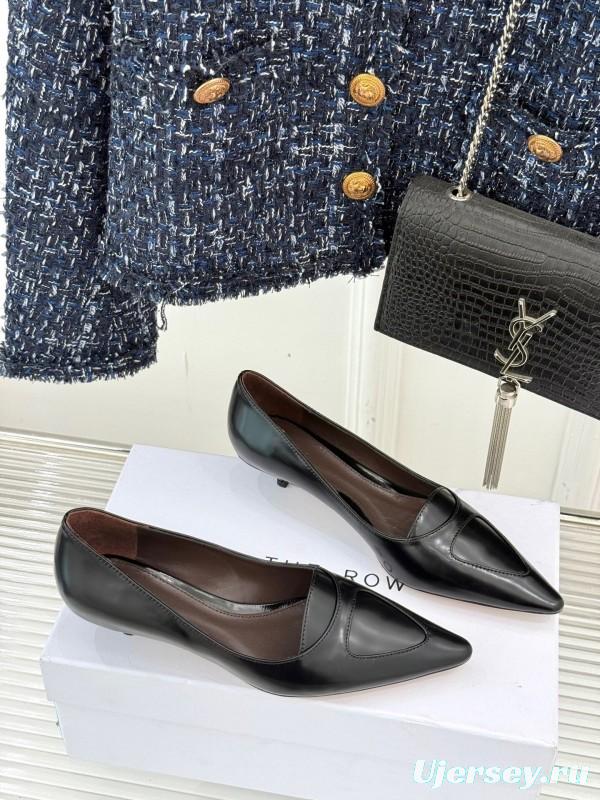 The Row Kitten Heel Pointed Toe High Heels Minimalist Design - KFY00320