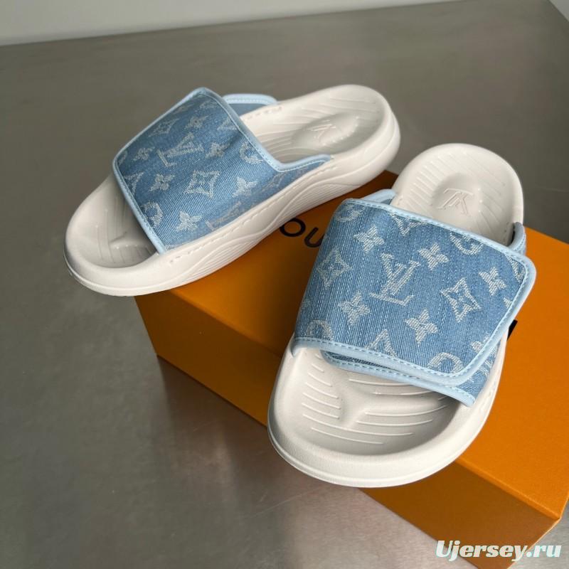 Louis Vuitton Miami Mule Slippers with Hook-and-Loop Strap - YC