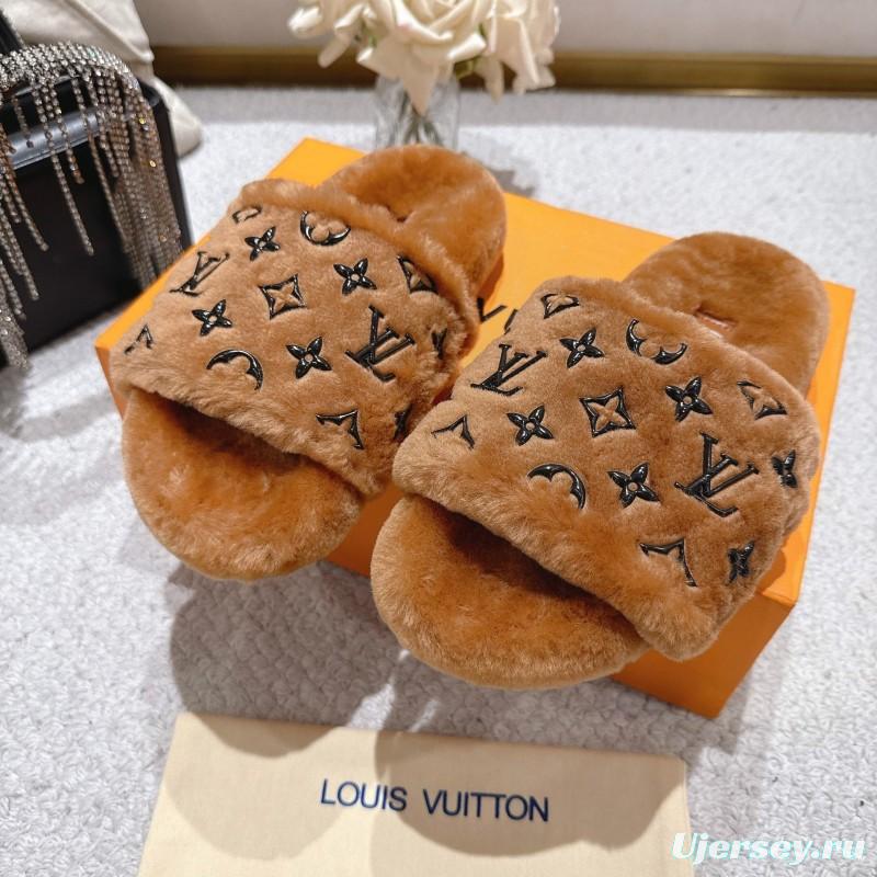 Lv 2025/ss Wool Slippers Comfortable Lazy Home Shoes - LY00240