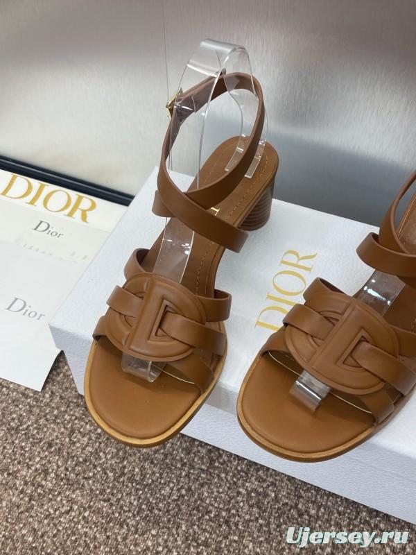 Dior D-Club Jelly Color Hollow Layered Cross Strap Mid Heel Women Shoes - KFY00290