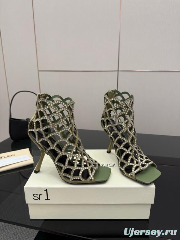Sergio Rossi Mermaid Sandals 2025 SS Collection Elegant Fishnet High Heels - KFY00470
