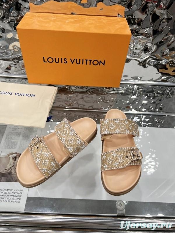 Louis Vuitton 2025 Spring/Summer New Slippers with Embroidered Design and 4cm Platform - LY00250