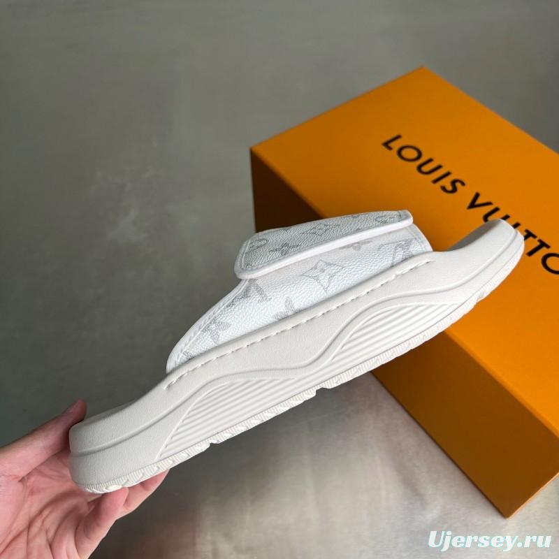 Louis Vuitton Miami Mule Slippers with Hook and Loop Closure - YC