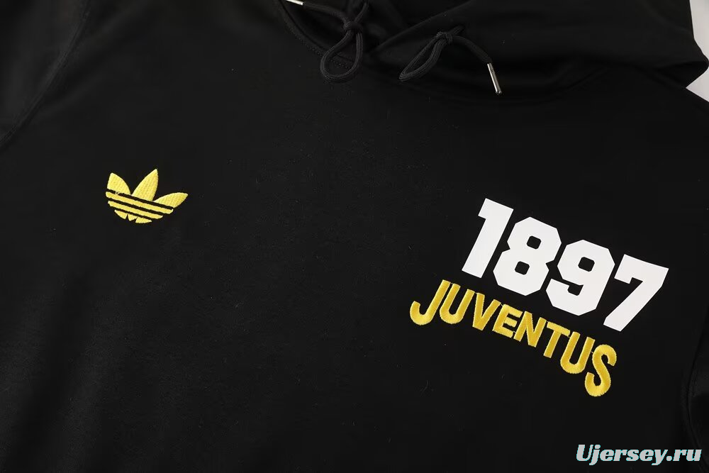 25/26 Juventus Black Sweatshirt Full Zipper Jacket+Long Pants