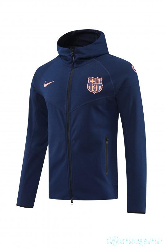 25/26 Barcelona 01 Royal Blue Hoodie Full Zipper Jacket+Long Pants