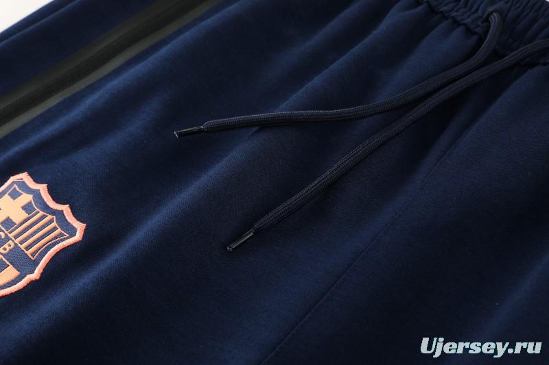 25/26 Barcelona 01 Royal Blue Hoodie Full Zipper Jacket+Long Pants