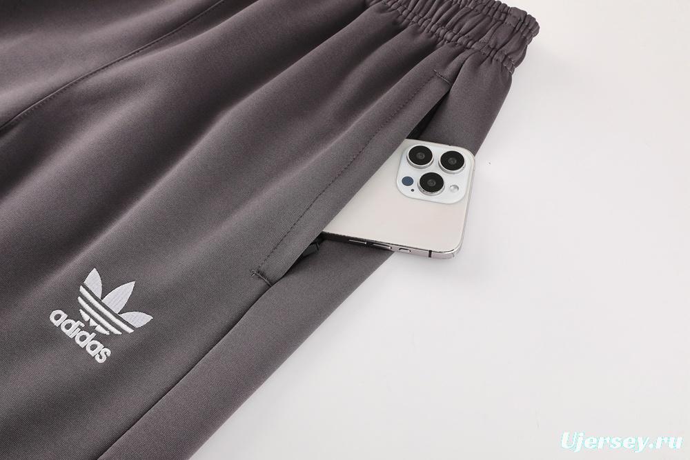 25/26 Real Madrid Light Grey Full Zipper Jacket+Long Pants