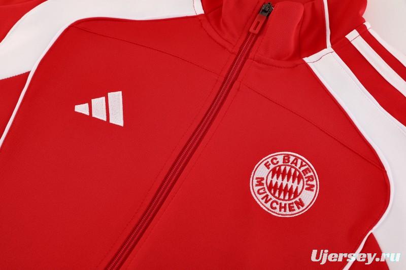 25/26 Bayern Munich Red Full Zipper Jacket+Long Pants