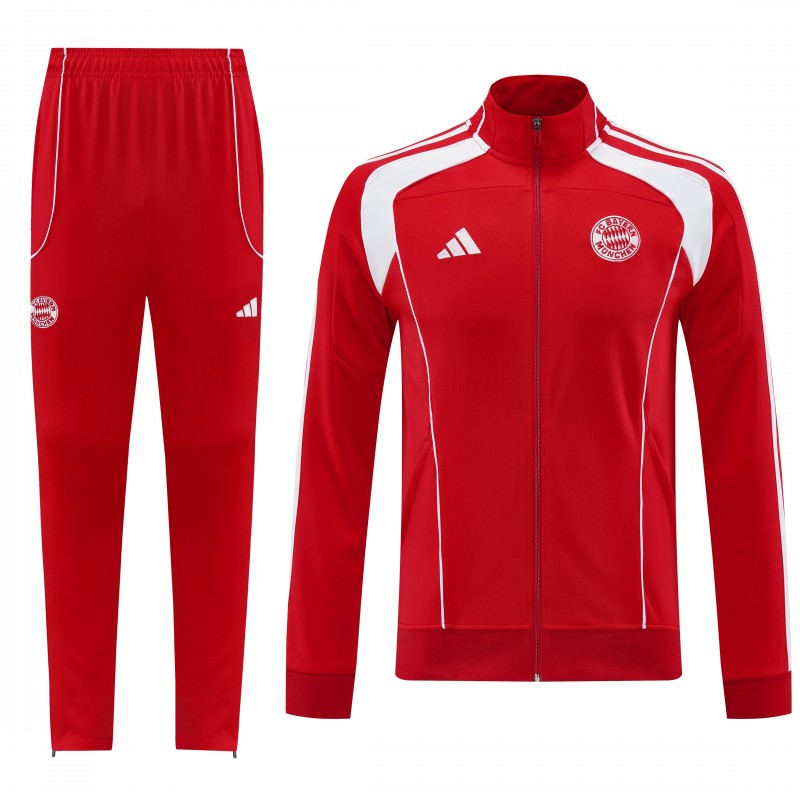25/26 Bayern Munich Red Full Zipper Jacket+Long Pants