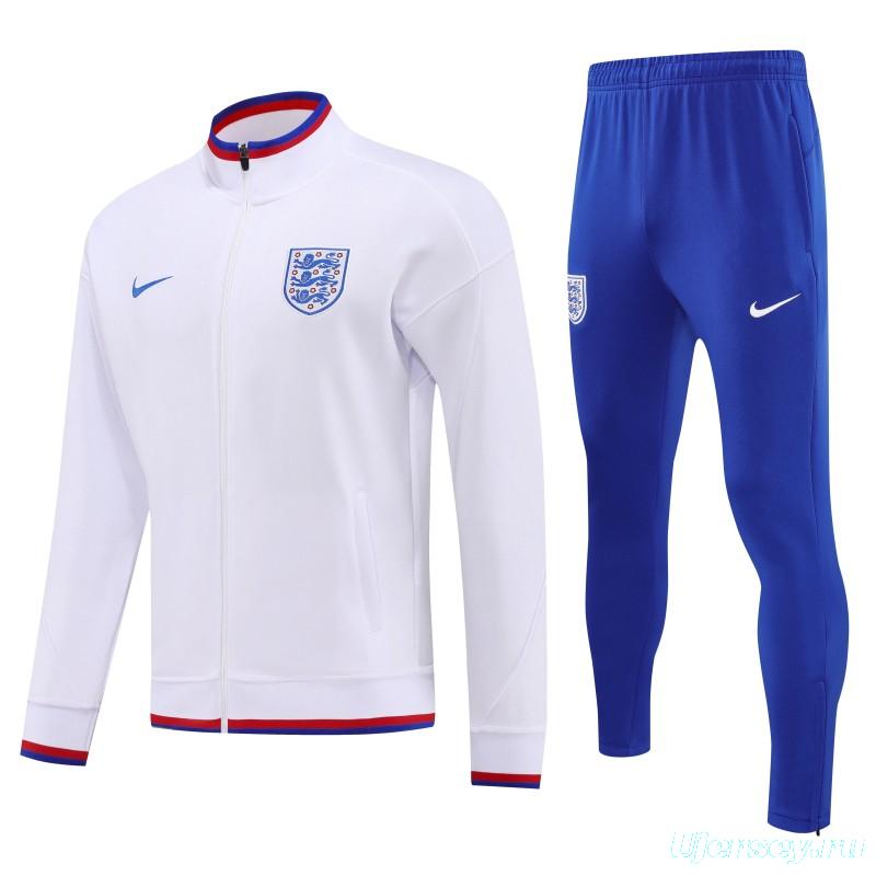 2026 England White FULL Zipper Jacket Tracksuit +Long Pants