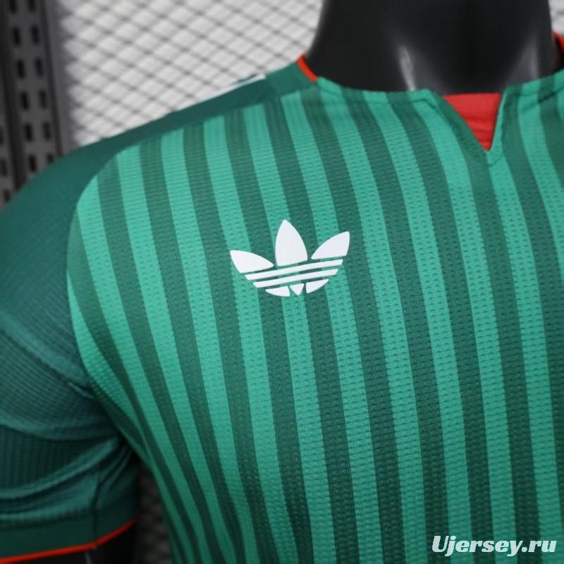 Player Version 2026 Algeria Home Green with Vertical Stripe Pattern Jersey