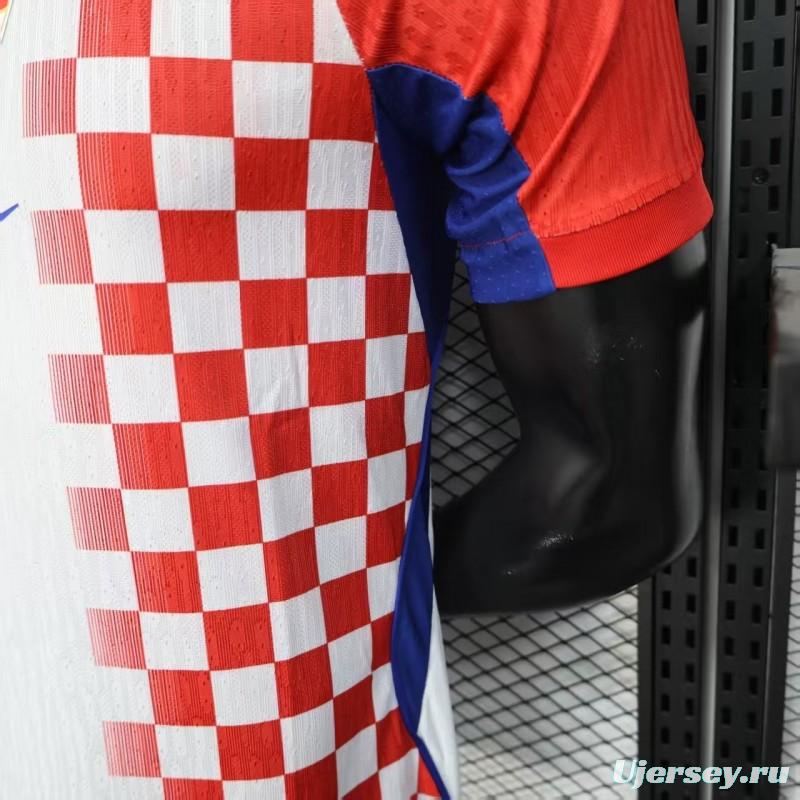 Player Version 2026 Croatia Home Red and White with Checkerboard Pattern Jersey