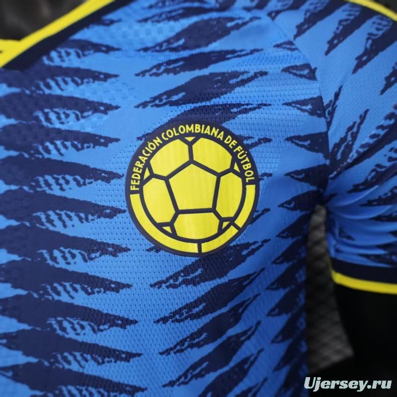Player Version 2026 Colombia Away Blue with Zigzag Wave Pattern Jersey