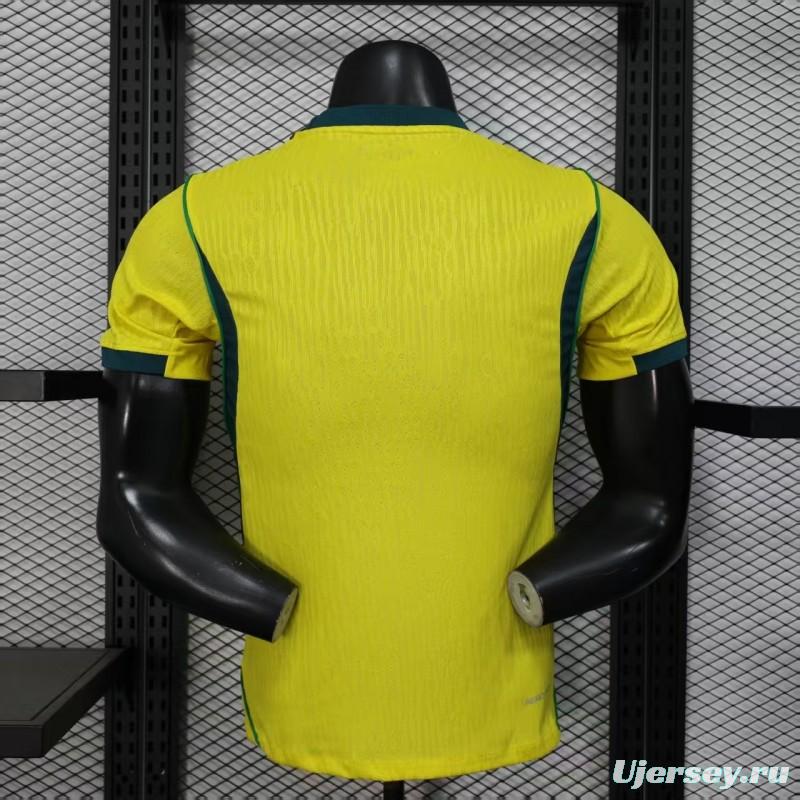 Player Version 2026 Brazil Home Yellow with Vertical Stripe Pattern Jersey