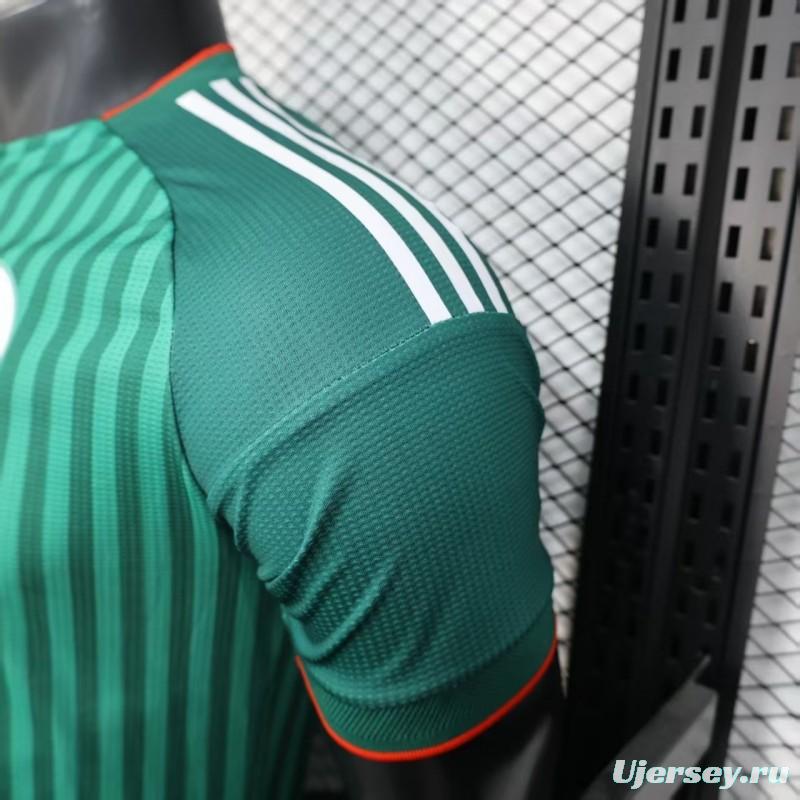 Player Version 2026 Algeria Home Green with Vertical Stripe Pattern Jersey