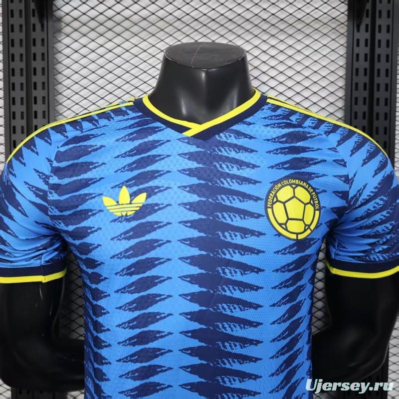 Player Version 2026 Colombia Away Blue with Zigzag Wave Pattern Jersey