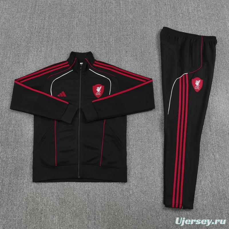 25/26 Liverpool FC Black  Full zipper Jacket Tracksuit+ long pants