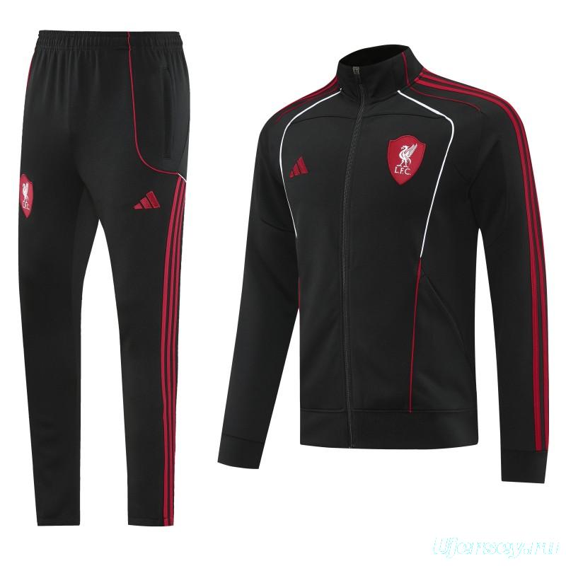 25/26 Liverpool FC Black  Full zipper Jacket Tracksuit+ long pants