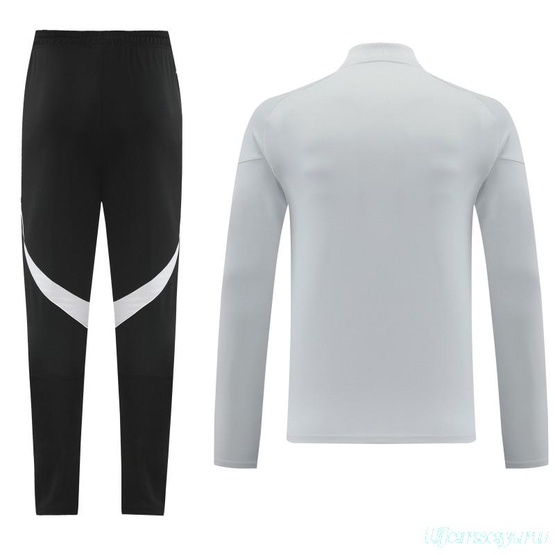 25/26  Adidas Light Grey Full zipper Jacket Tracksuit+ long pants