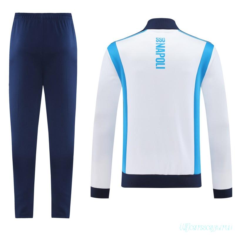 25/26 SSC Napoli White  Full zipper Jacket Tracksuit+ long pants