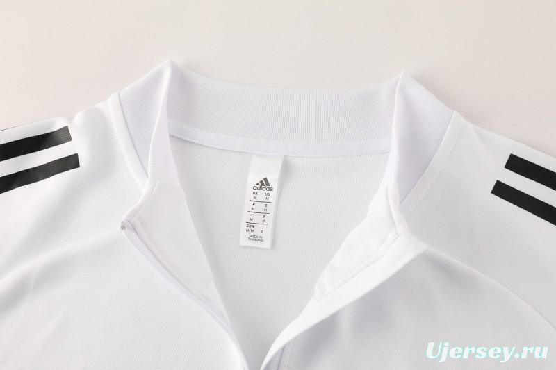 25/26  Adidas White Full zipper Jacket Tracksuit+ long pants