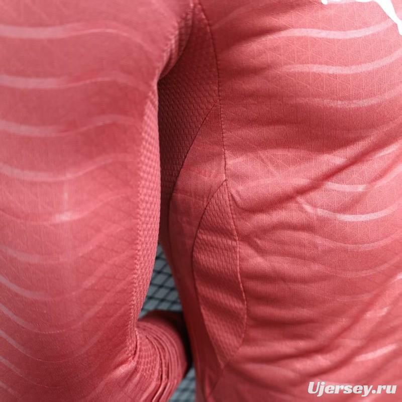 Player Version 2026 Portugal Home Long Sleeve Red with Horizontal Wave Pattern Jersey