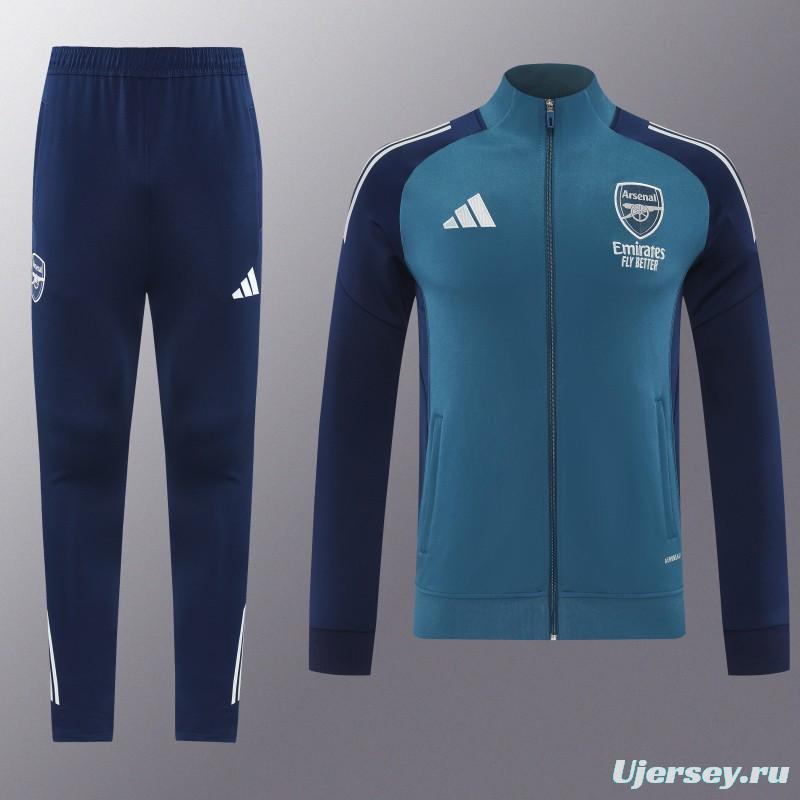 25/26 Arsenal  Navy Blue  Full zipper Jacket Tracksuit+ long pants