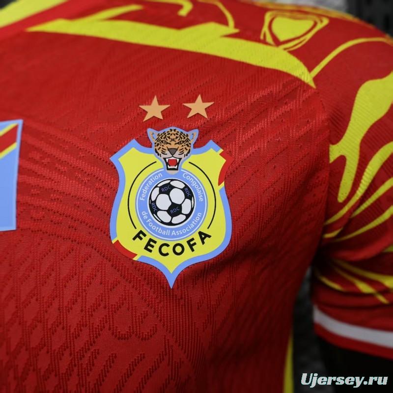 Player Version 2026 DR Congo Away Red Yellow Flame Jersey