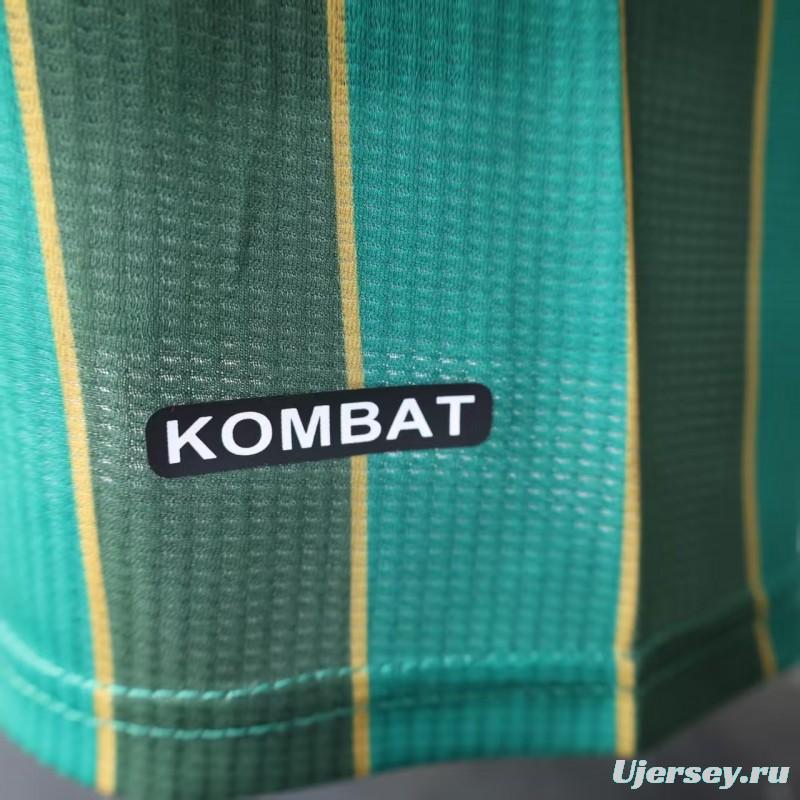 25/26 Player Version  JS Kabylie Home Green Yellow Vertical Stripes Jersey