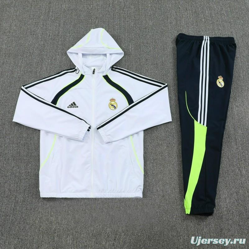 25/26 Real Madrid White Full zipper Jacket Tracksuit+ long pants