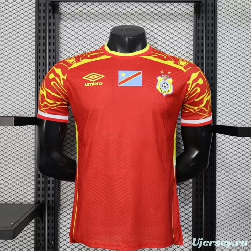 Player Version 2026 DR Congo Away Red Yellow Flame Jersey